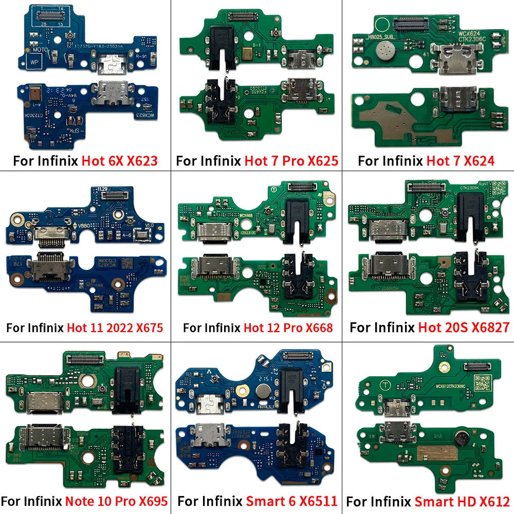 USB-порт для зарядного устройства Infinix Hot 6X 7 Pro 11 12 20S Note 10 30 Smart 6 HD Zero 8 X Neo X6810 X687 X612 X6511