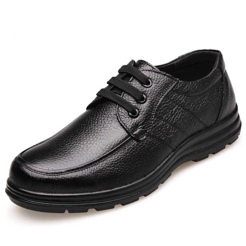 

Men Flats Fashion Men's Casual Shoes Brand Man Soft Comfortable Lace up Black ZH740 New High Quality Genuine Leather Shoes