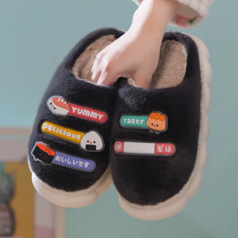 2022 Winter Strange Things Cotton Slippers Women Design Cute Funny Warm Ladies' Slides Indoor Soft Plush Unisex Platform Shoes