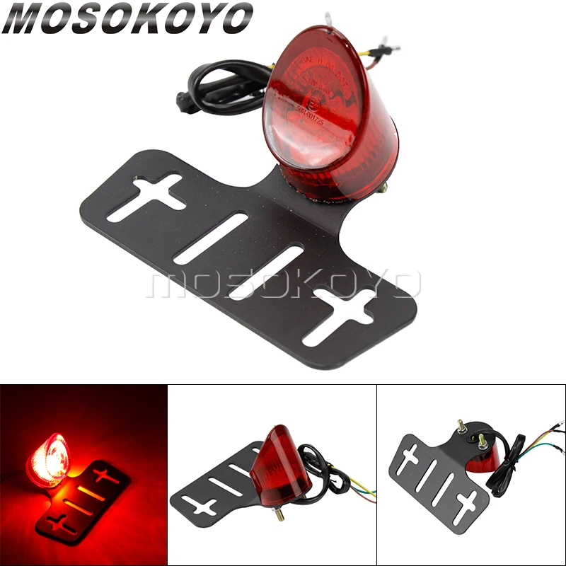 

Светодиодный задний фонарь в стиле ретро светильник стоп-сигнал для заднего стоп-сигнала номерного знака, с кронштейном, аксессуары для мот...