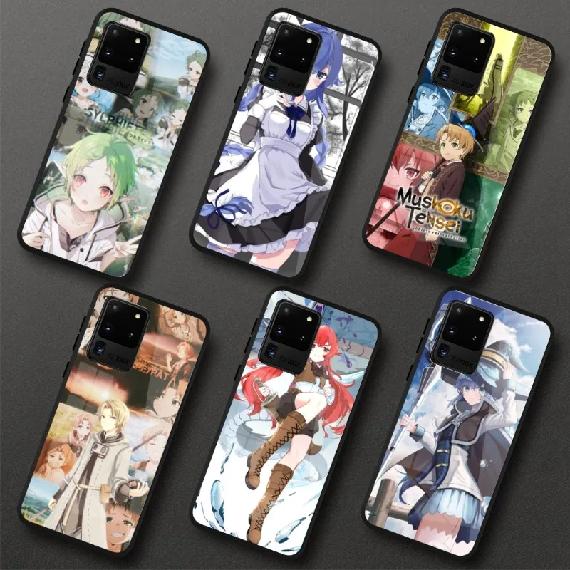 Mushoku Tensei Anime Phone Case For Samung A32 A51 A52 NOTE 10 20 S10 S20 S21 S22 Pro Ultra Black PC Glass Phone Cover