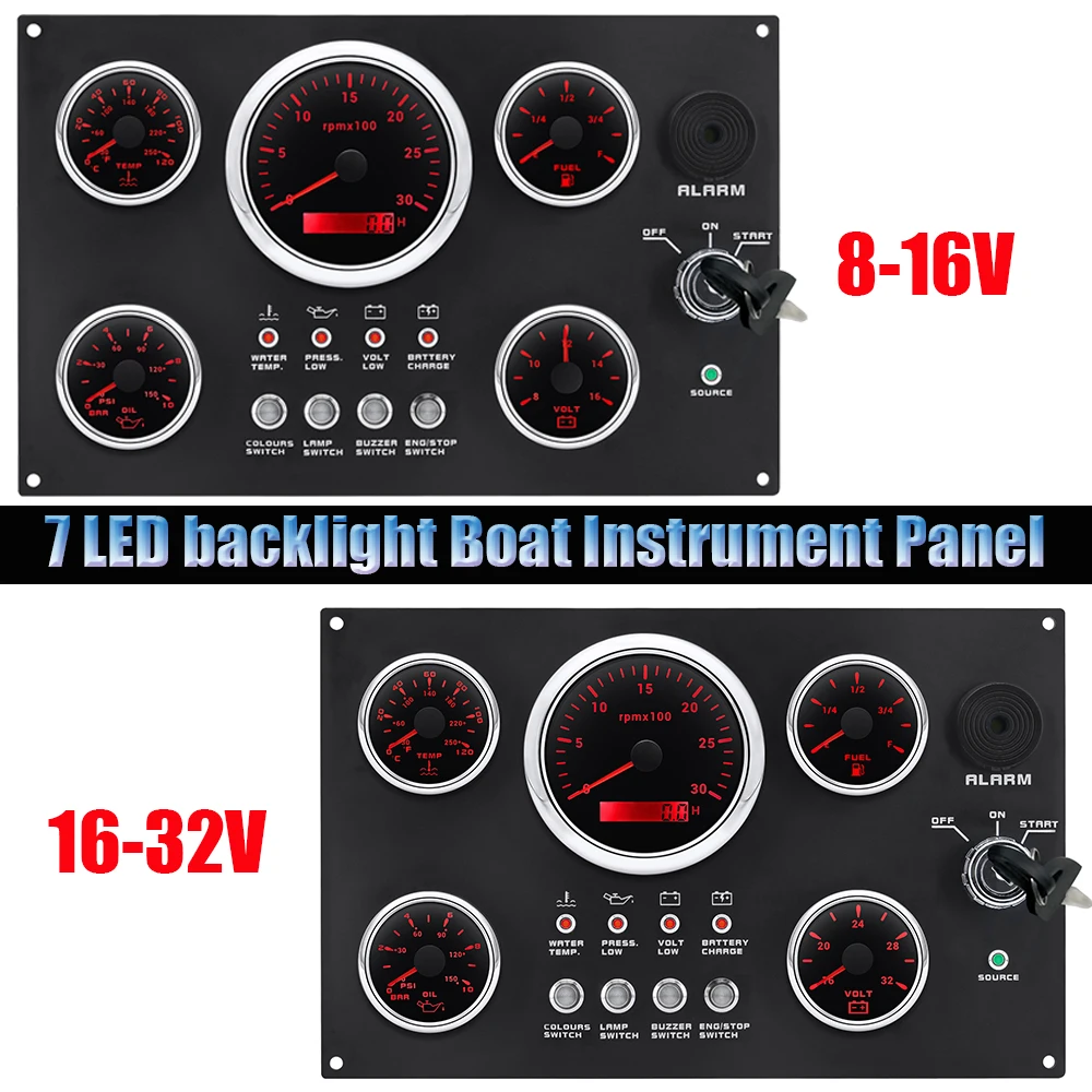 Вольтметр 8-16 В/16-32 В датчик напряжения температуры топлива и воды + тахометр 85 мм 7