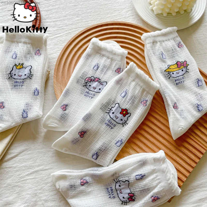 

5Pair Sanrio Hello Kitty Harajuku Trend Women Casual Funny Socks Lolita Girl Kawaii Socks Unisex Surprise Mid Women Bubble Socks