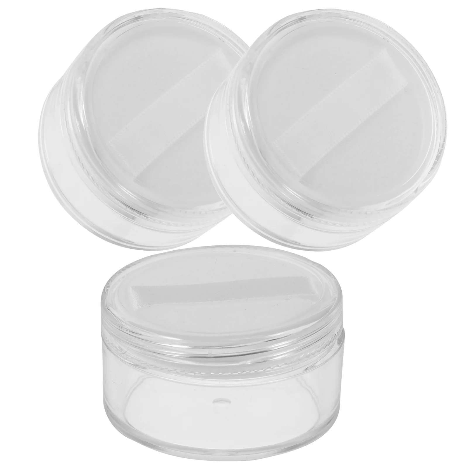 

3Pcs Empty Loose Powder Case Portable Transparent Powder Puff Box with Sponge Puff and Sifter Foundation Box for Travel ( 20g )