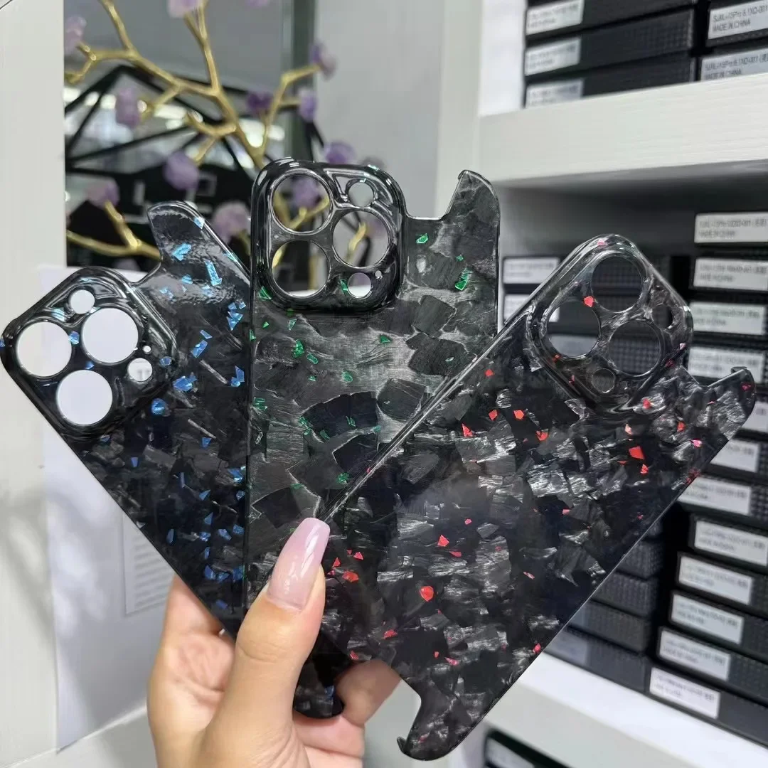 Чехол из натурального углеродного волокна для iPhone 14 15 Pro Max 15Pro блестящий