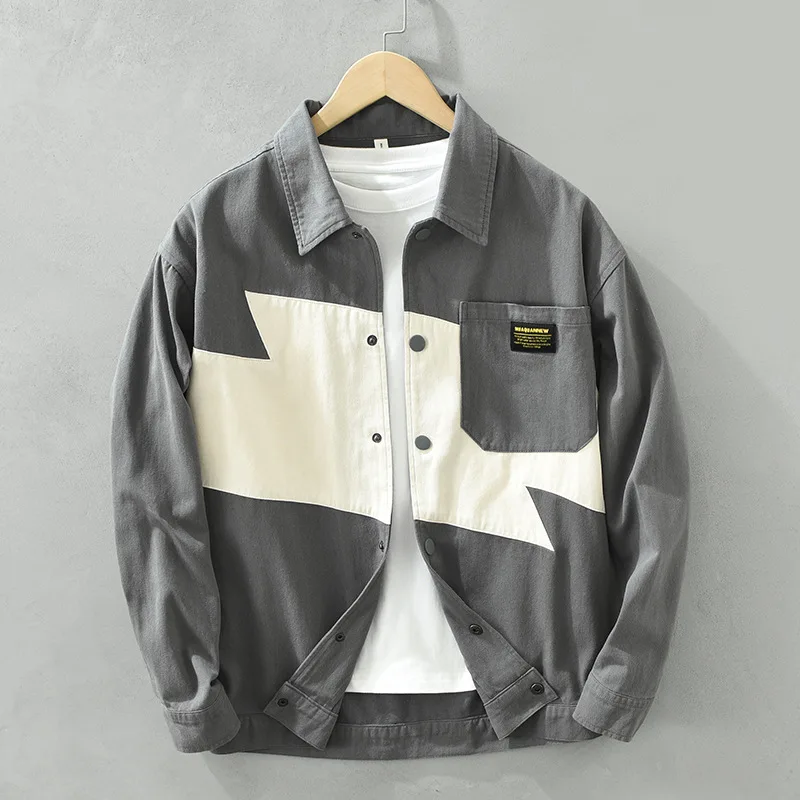 Мужская хлопковая рубашка с длинным рукавом Повседневная Свободная винтажная