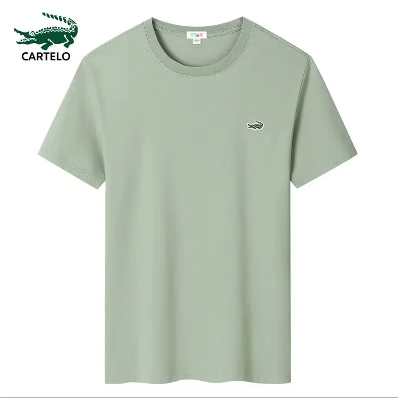 

CARTELO 2023 Summer New 100% Cotton T Shirt Men Causal O-neck Basic Embroidered T-shirt Male High Quality Classical Tops