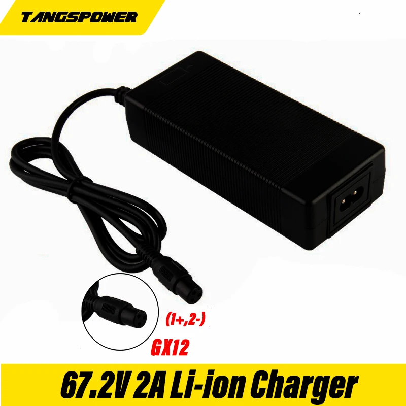 

16S 67.2V 1.5A Lithium Battery Charger For Electric Bike 60V Li-ion Battery Charger 3P GX12 Connector