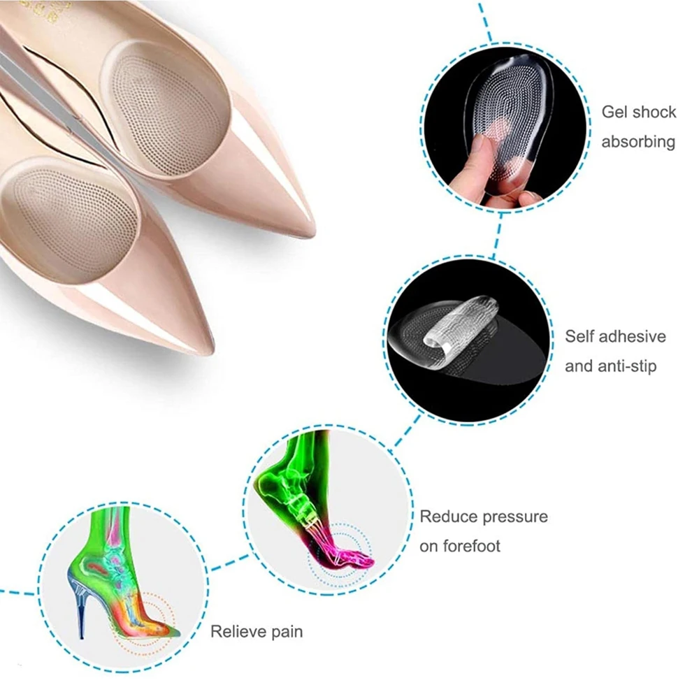 Forefoot Insert Metatarsal Pads for Women Silicone Shoes Insoles for Women High Heels Sandals Non-slip Foot Massage Gel Pads