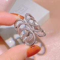 hoyon new arabesque pattern diamond ring female light luxury niche design fashion personality hollow index finger ring ins box