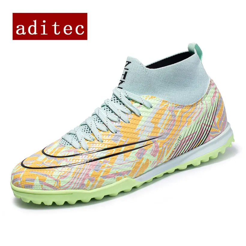 

Aditec professional Unisex Soccer Shoes Long Spikes TF Ankle Football Boots Outdoor Grass Cleats Football Shoes Eu size