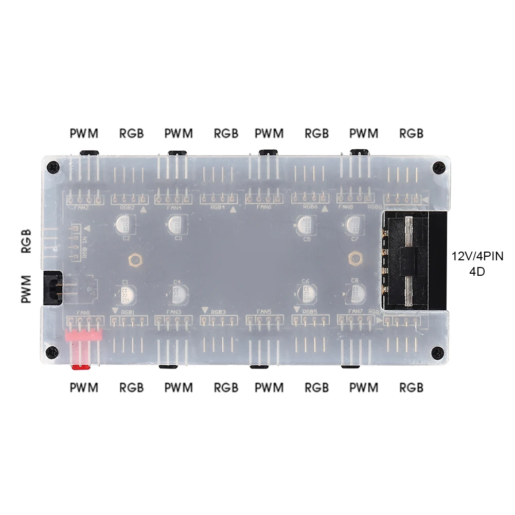 1 к 8 Way RGB PWM вентилятор концентратор 5 в 3 контакта/12 В 4 контакта ШИМ кулер