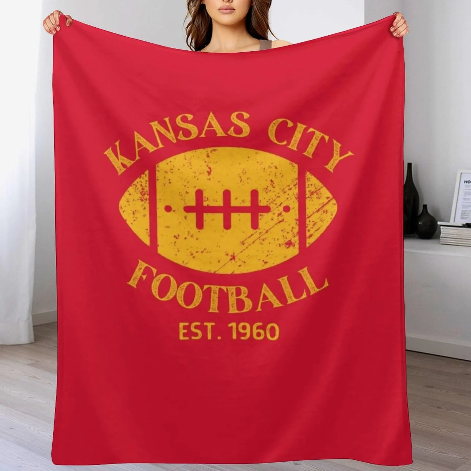 Винтажный футбольный логотип Kansas City Football KC Missouri товары с логотипом 2023 одеяло