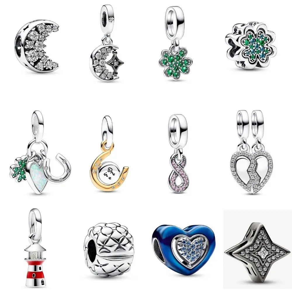 Новый стерлингового серебра 925 пробы тройной клевер_ сердце и подкова