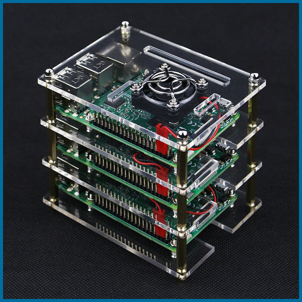 

Прозрачная крышка корпуса Raspberry Pi 4 Model B для Raspberry Pi + Охлаждающие вентиляторы для DIY Raspberry Pi 4/3B +/3B RPI137