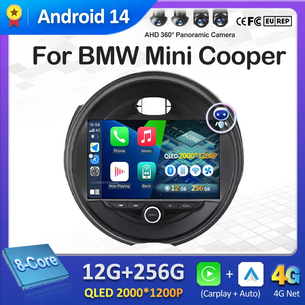 Для BMW Mini Cooper Автомобильный мультимедийный аудио-видеоплеер Android OS Беспроводной