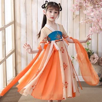 2022 summer new hanfu girls ancient costume chinese style super fairy skirt ancient style childrens dress