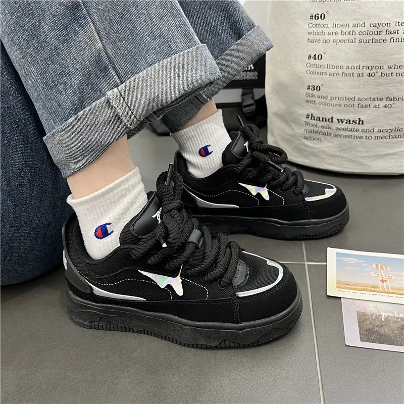 Национальная модная мужская обувь Ins Hong Kong Sle черные туфли с толстой подошвой