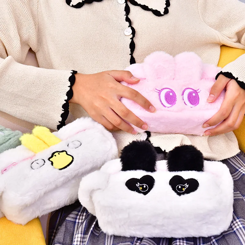 

Kawaii Cartoon Pencil Cases Large Capacity Cute Plush Pouch Bag School for Girls Student Supplies Japanese Korean Stationery