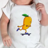 cartoon funny mango skateboard graphics casual baby girl boy onesie exquisite all match new breathable infant romper