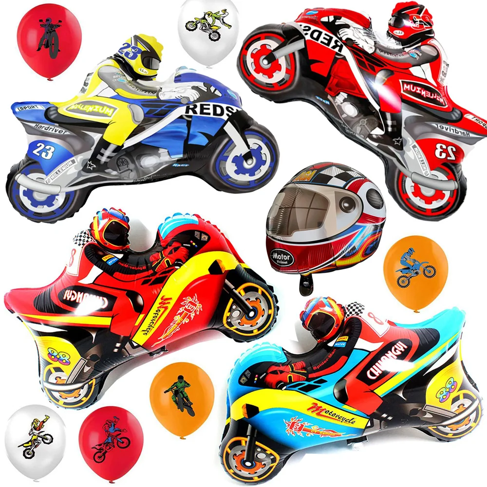 

Motocross Birthday Party Decorations Dirt Bike Latex Balloo Motocross Balloon Motorcycle Extreme Sports Helmet Foil Balloon