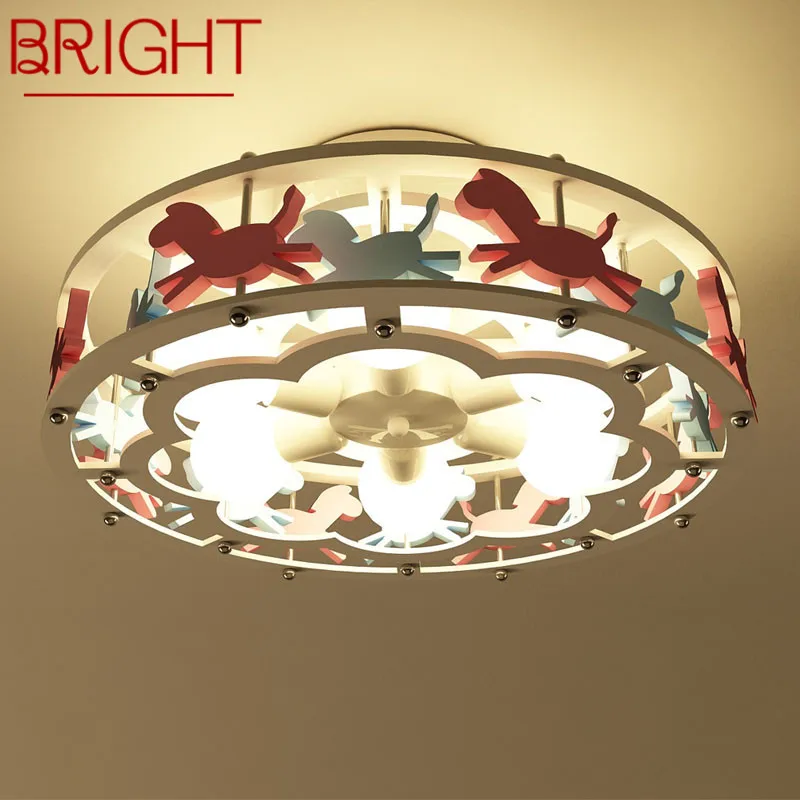 

BRIGHT Contemporary Children's Ceiling Lamp LED Vintage Creative Cartoon Carousel Light For Home Decor Kids Room Kindergarten