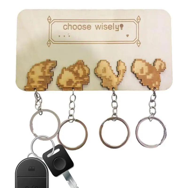 

Wooden Craft Key Rack Family Bamboo Wood Keychain Hanger Wall Door Back Organizer Box Home Decoration