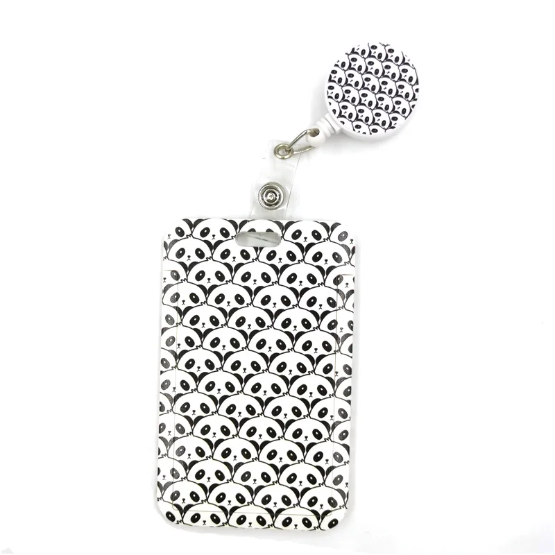 

Panda Animal Cartoon Cute Credit Card Holder Lanyard Women Men Kid Student Retractable Badge Reel ID Name Bus Clips Card Badge