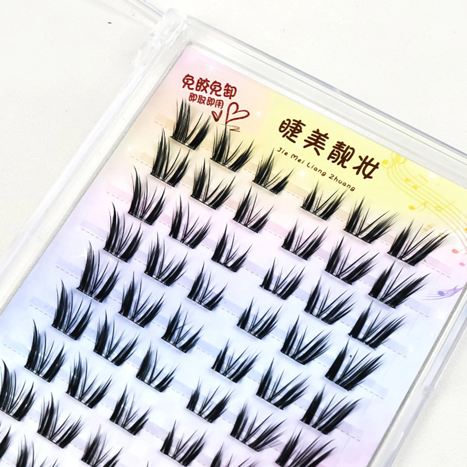 Безклеиваемые кластеры ресниц 10-14 мм женские сверхлегкие многоразовые полосатые