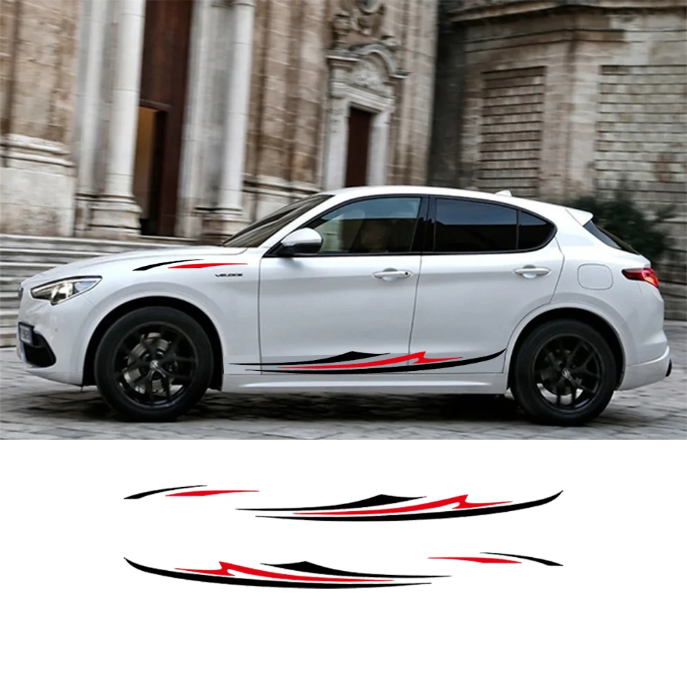 

2 Pack Car Accessories Car Side Stripe Skirt Side Stripe Graphic Vinyl Sticker Racing Decal Sports Car Body DIY Wrapped