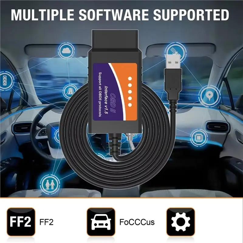 Фото N26R-OBD2 для сканера кодов USB V1.5 с переключателем HS/MS CAN ELM327 Forscan для диагностического сканера автомобилей Ford Obdmonster №3