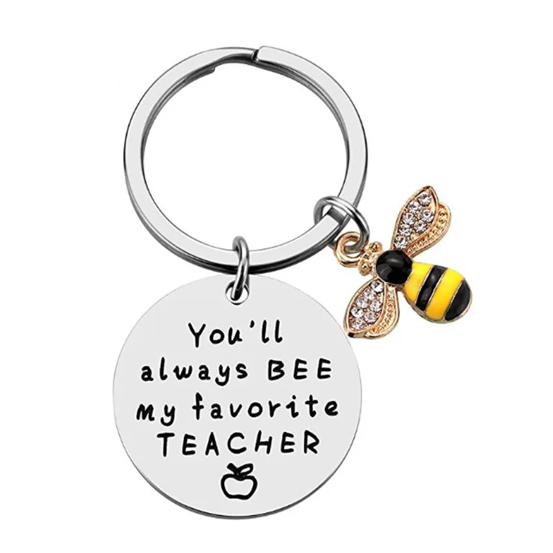

You‘ll Always Be My Teacher Queen Bee KeyChain Ring Stainless Steel Women Jewelry Accessories Fashion Pendant Gift
