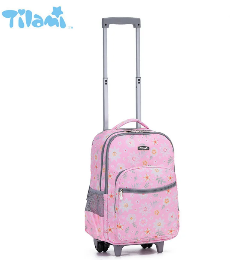 16 inch School Rolling backpack bags with wheels girls wheeled backpack for grade 1-3 Student school trolley backpack for boys
