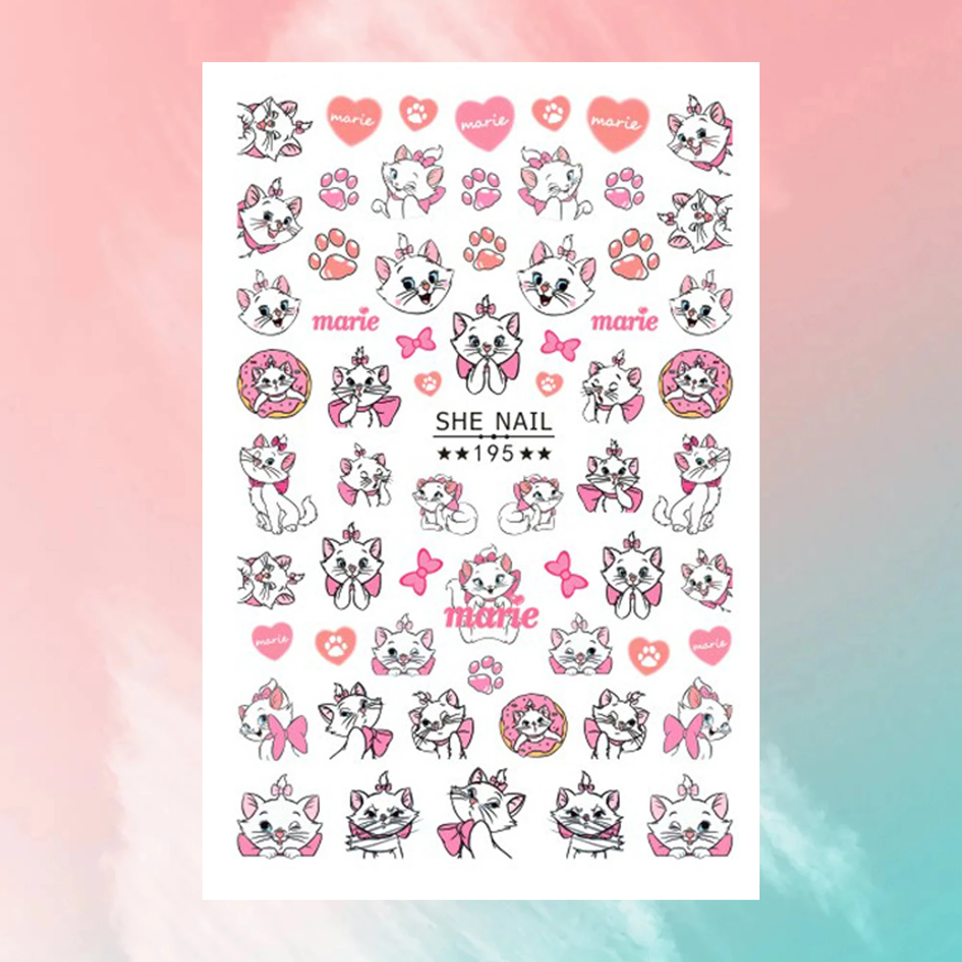 

1PCS Disney 3D Nail Sticker Nail Art Jewelry Mary the Cat Dumbo The Lion King Simba Nail Art Decal Nail Slider Sticker
