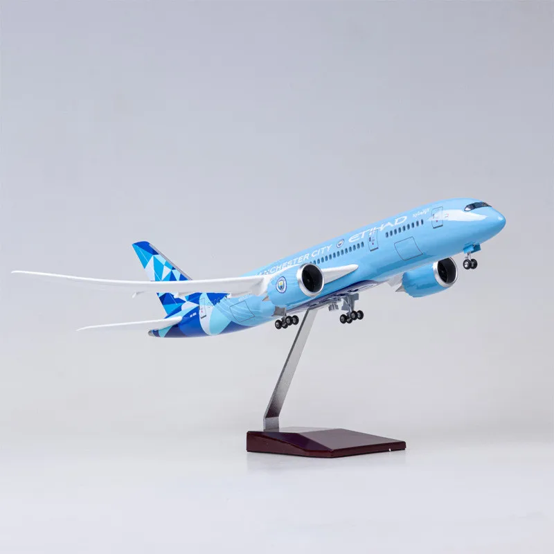 

43CM 1:130 Scale Diecast Model Etihad Airways Boeing 787 Manchester City livery Resin Airplane Airbus Collection Display