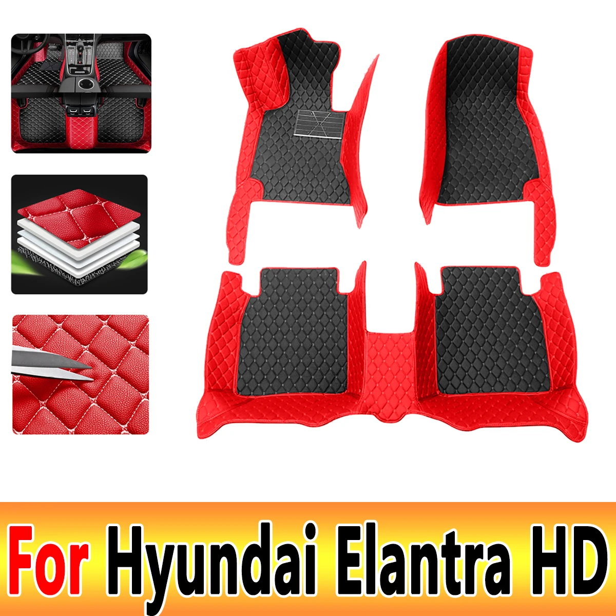 

Car Floor Mats For Hyundai Elantra Avante HD 2007~2010 Luxury Leather Mat Carpet Floor Rug Auto Interior Parts Car Accessories
