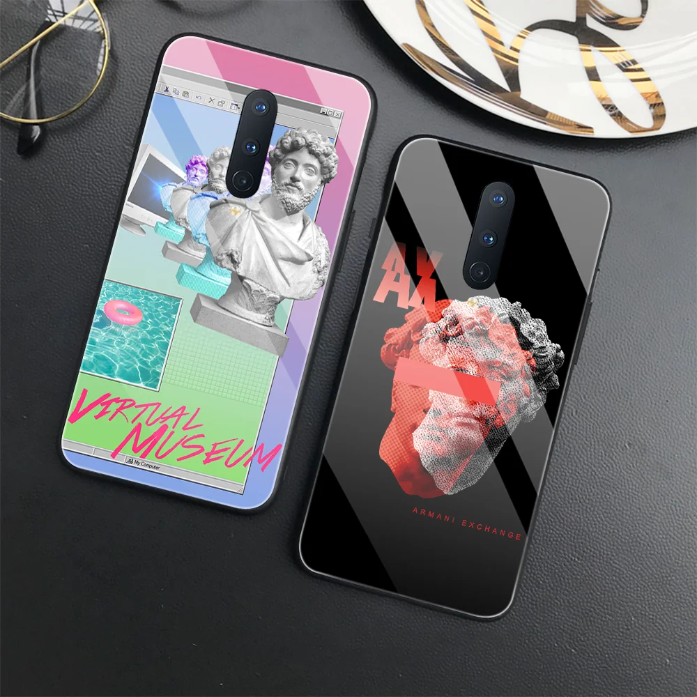 

Vintage Retro Funny Statue Coque for Oneplus 9 Pro 8 T 9R Glass Case for One Plus 8 Pro 7 7T 8T Nord N10 N100 9RT 5G Art Cover