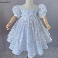 infant girl clothes sequins bow white glitter tulle baptism dress baby girls party princess christening kid birthday outfits