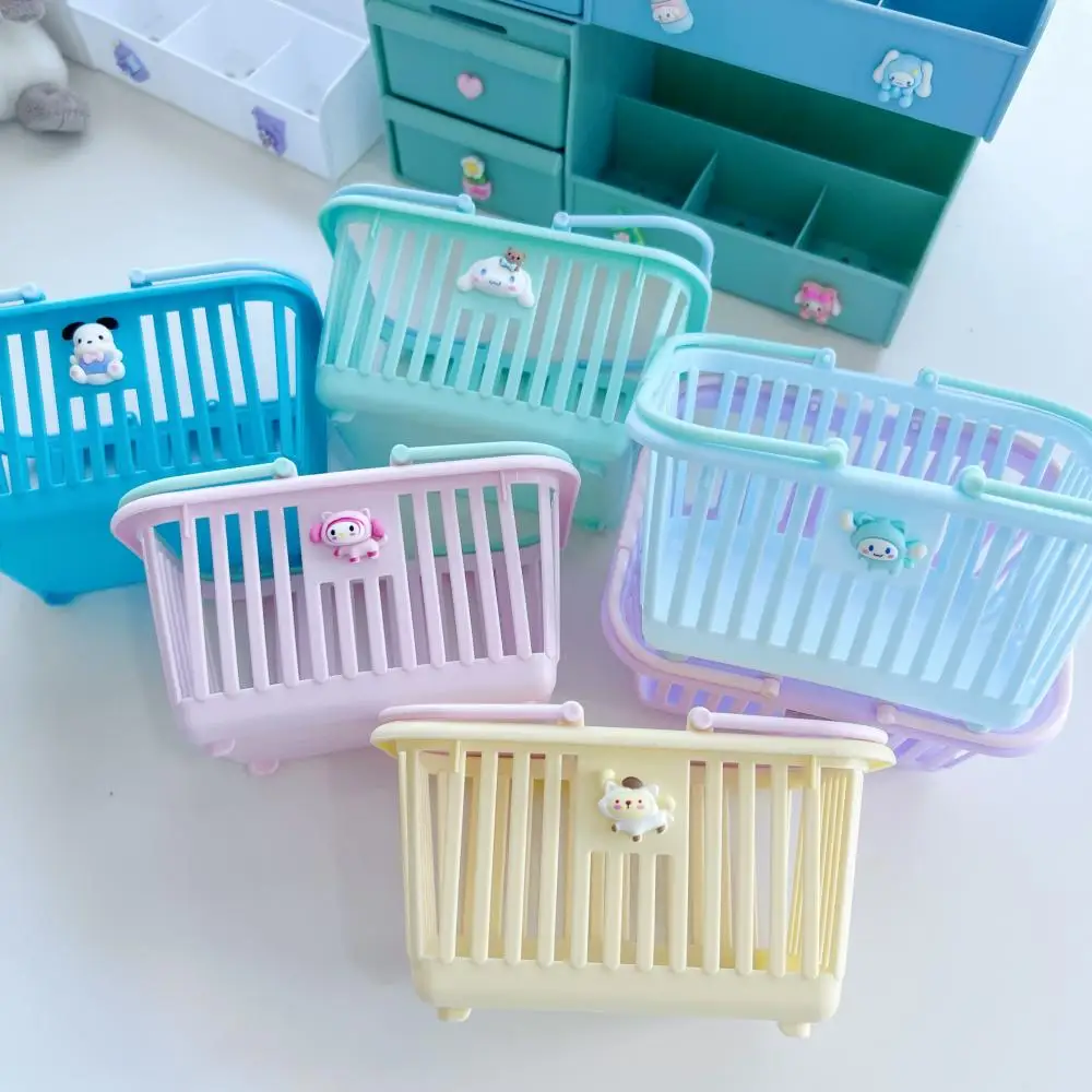 

Kawaii Sanrios Kuromi My Melody Plastic Bath Basket Portable Shower Baskets Desktop Sundries Storage Box Bathroom Storage Basket