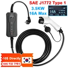 Портативный зарядный кабель для электромобиля GKFLY type 1, 16 А, переключатель, штепсельная вилка Schuko, водонепроницаемое автомобильное зарядное устройство IP65, уровень 2, EVSE, кВт