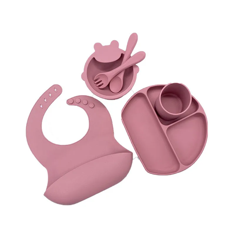 6 шт./компл. детская силиконовая тарелка-присоска чашка нагрудники ложка Детская