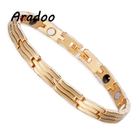 aradoo magnetic stainless steel rectangular energy bracelet titanium steel negative ion germanium radiation bracelet