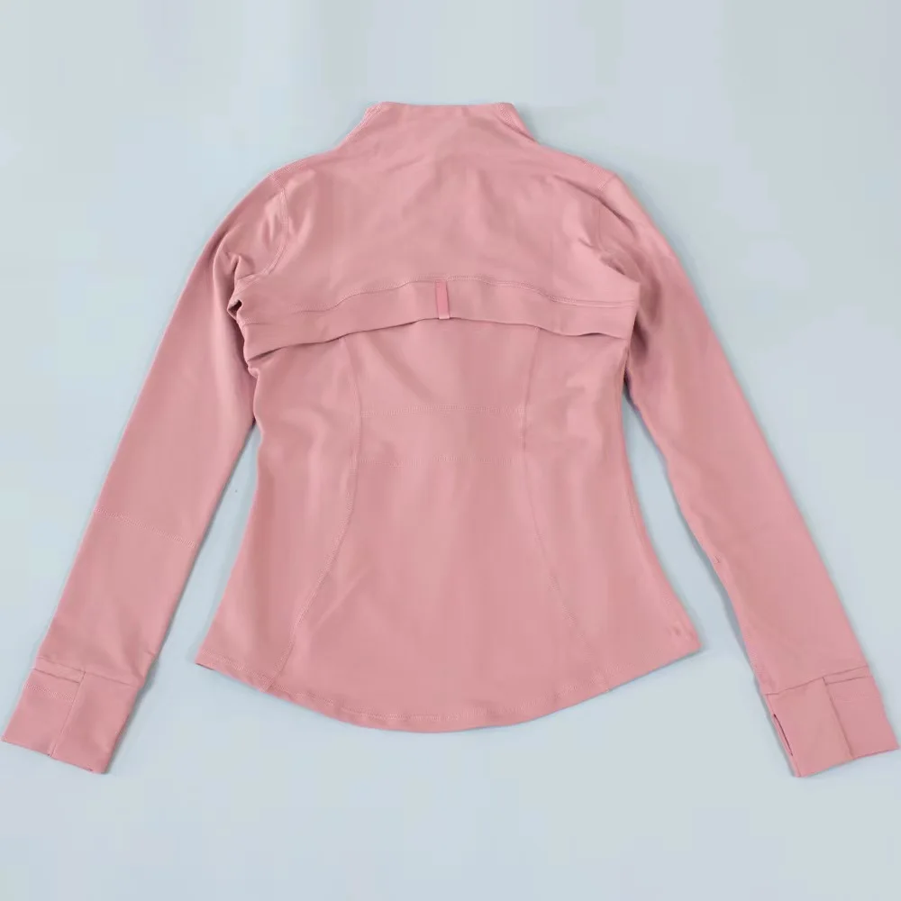 Yoga suit, women's sports spring jacket, breathable and quick drying sports solid color jacket, women's tight fitting, casual fi