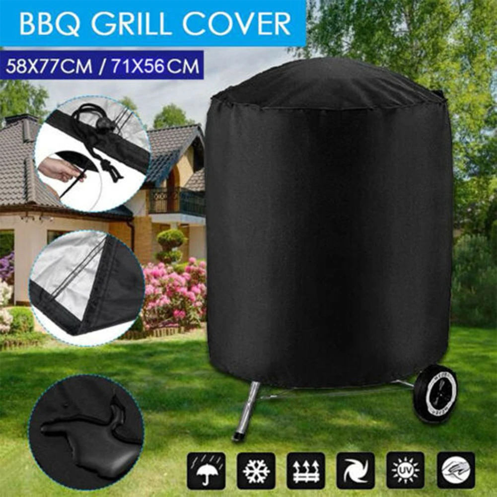 

Kettle BBQ Grill Cover Round Smoker Cover Durable Waterproof Anti-Dust Weather Resistant Barbecue Cover For Garden Patio