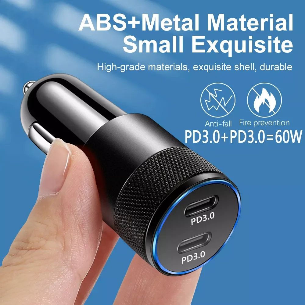 

USB C Fast Car Charger 2 Ports Car Charger Adapter Dual Type C PD for IPhone13 12 11 Pro Max Galaxy Note20 Android