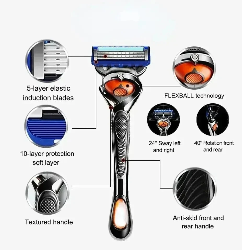 5-слойное лезвие для бритвы мужское ручное безопасное классическое многоразовое