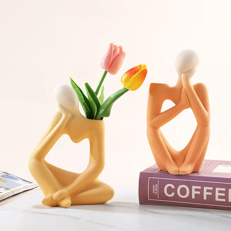 

Frosted Abstract Morandi Creative Ceramic Vase Minimalist Hydroponic Flower Set Fresh Girl Style Home Decoration