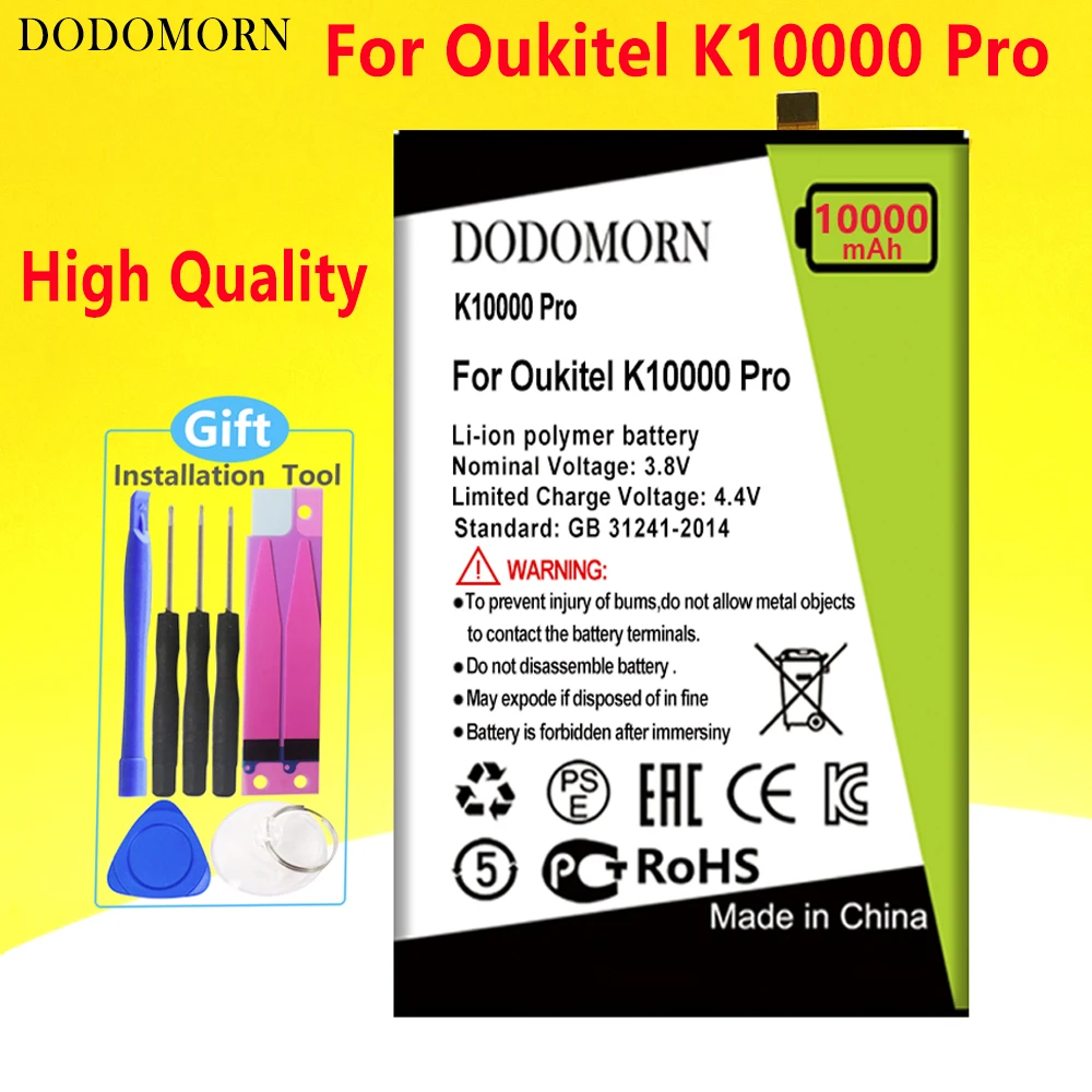 

Аккумулятор DODOMORN 10000 мАч для телефона Oukitel K10000 Pro, высокое качество + номер отслеживания