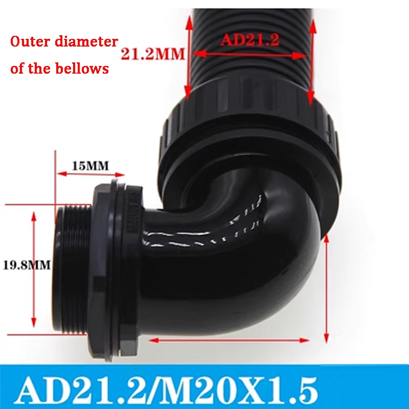Водонепроницаемый соединитель для гофрированной трубы, 5 шт., колено AD21.2M20X1.5, наружное соединение с резьбой через фиксирующую головку