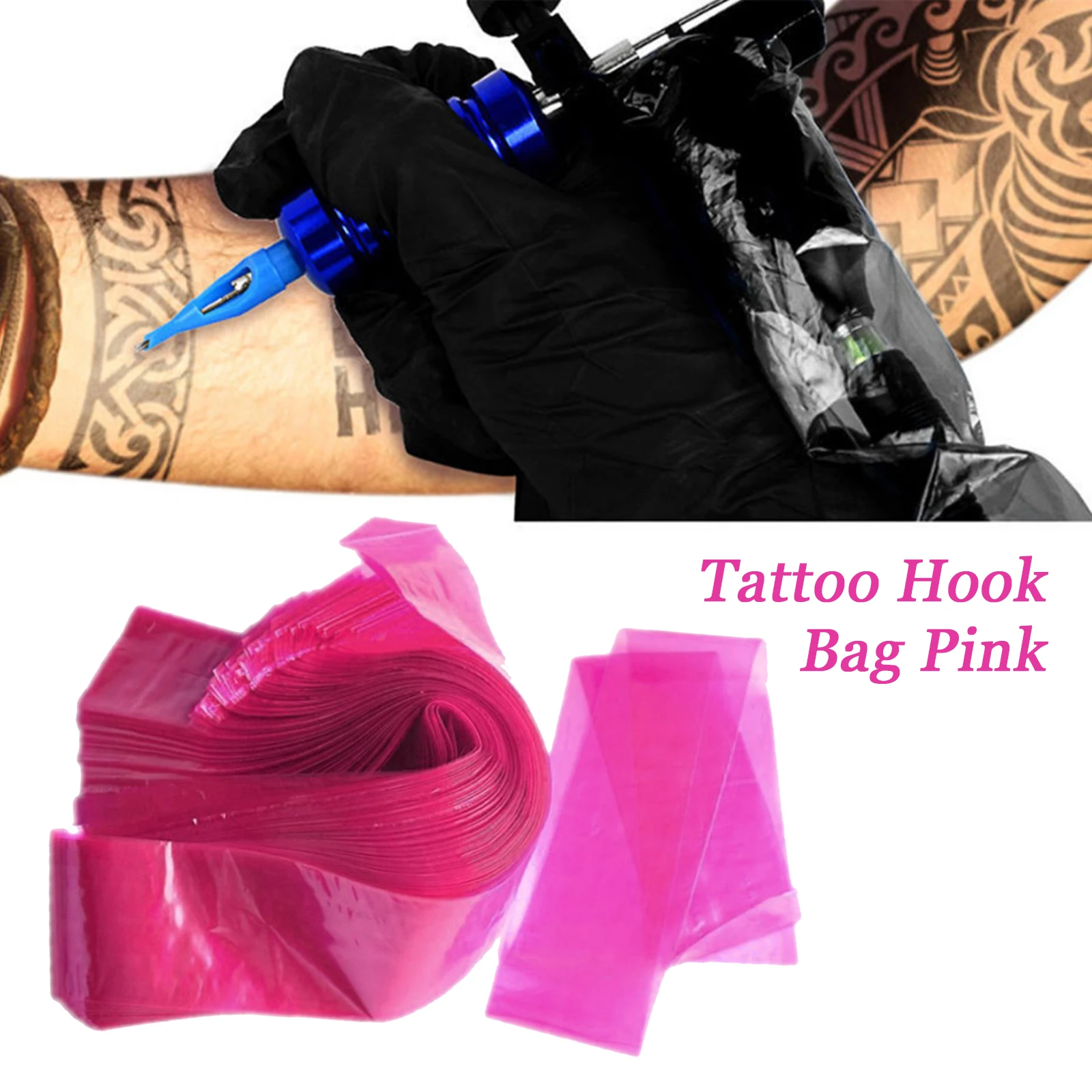 

100 шт./пакет одноразовый розовый зажим для татуировки, шнур, рукава, крышки, сумки, тату-машина, чистый пакет, медицинские пластмассовые прина...